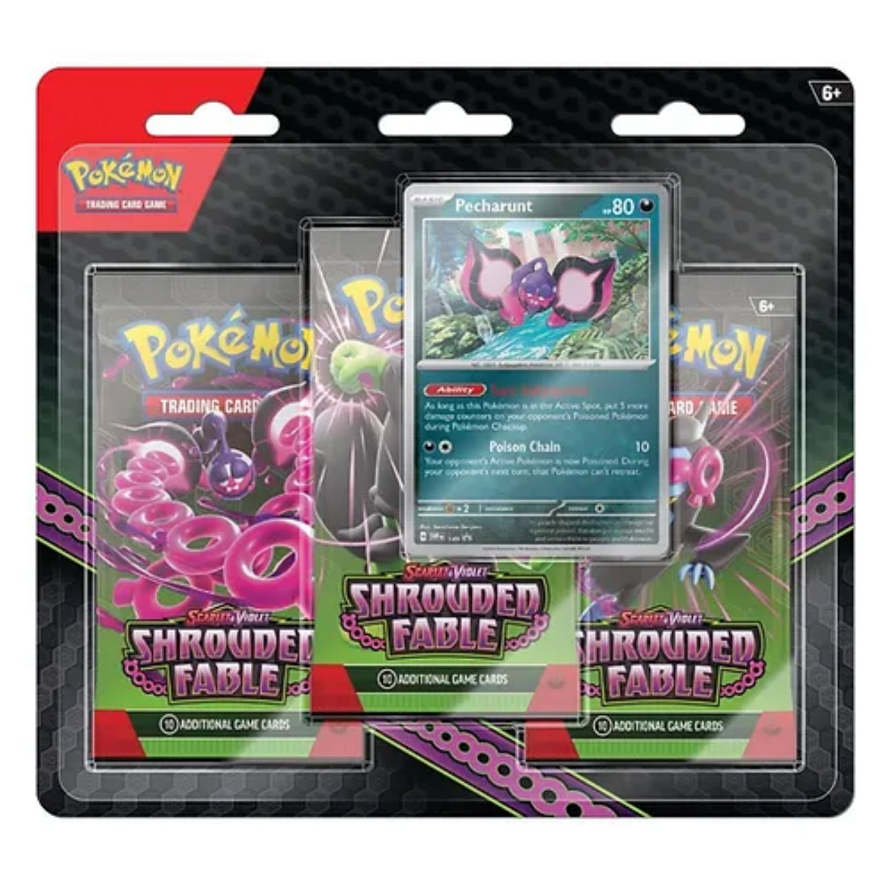 Pokemon 3 Pack Blister Pecharunt Shrouded Fable Englisch B Ware*